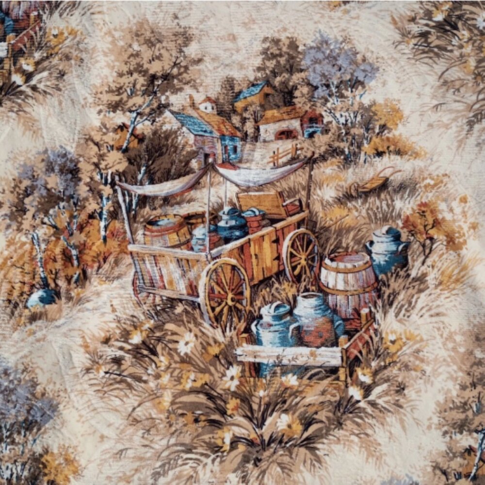 Vintage 70s Velour Upholstery Fabric 5 YD Wagon Cart Brown Rust MCM Velvet